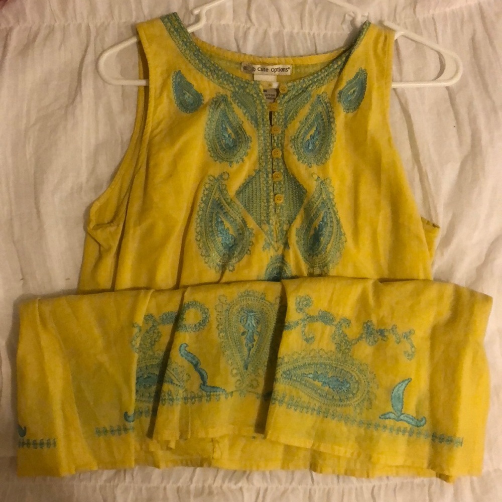 Lime Green Embroidered Shift Dress