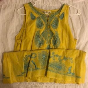 Lime Green Embroidered Shift Dress