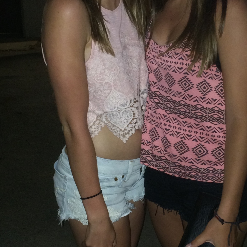 Pink lace crop top