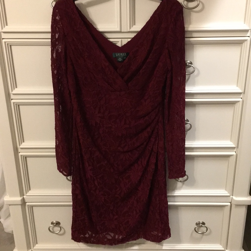 Burgundy Ralph Lauren lace dress