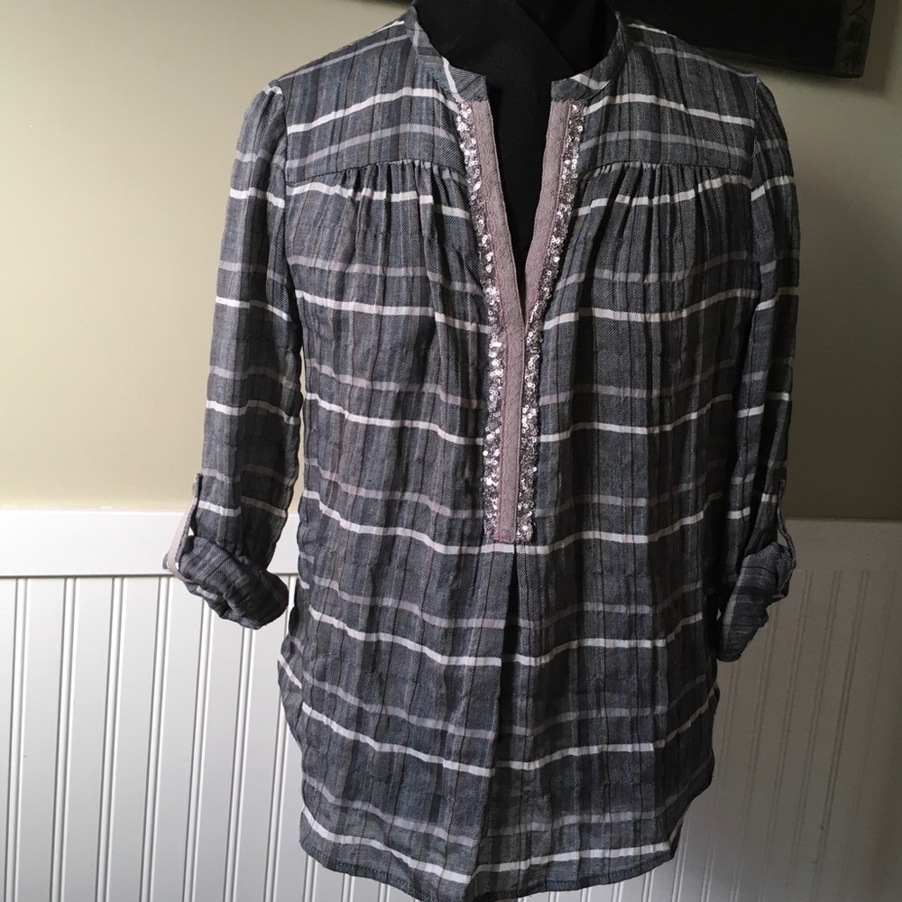 New Anthropologie One September Plaid Top