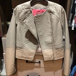 Bernardo Asymmetrical Tan Leather Jacket