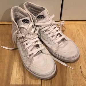 All White Sk8-Hi Vans