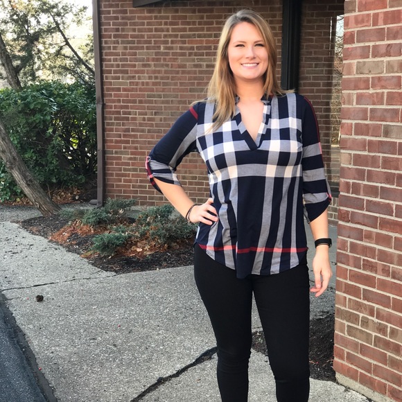 Kyoot Klothing Tops - LAST ONE! Navy Plaid Top