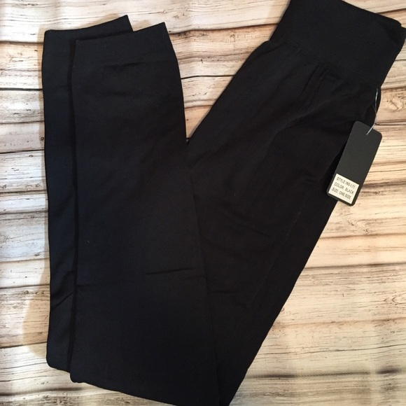 Black Fleece Lined Leggings NWT OSFA - Picture 2 of 4