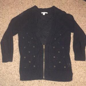 American eagle small zip front 3/4 sleeve top