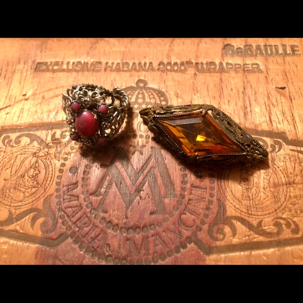 Vintage brooch and ring.