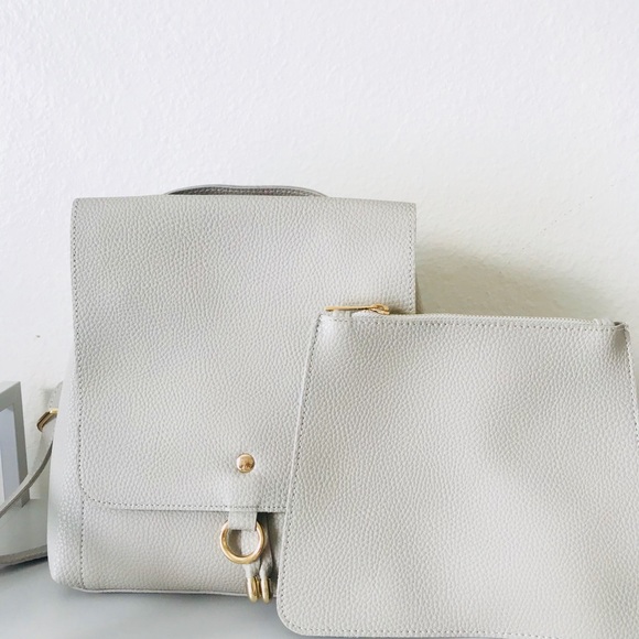 Minimal Vegan Leather Shoulder Backpack - Picture 4 of 8