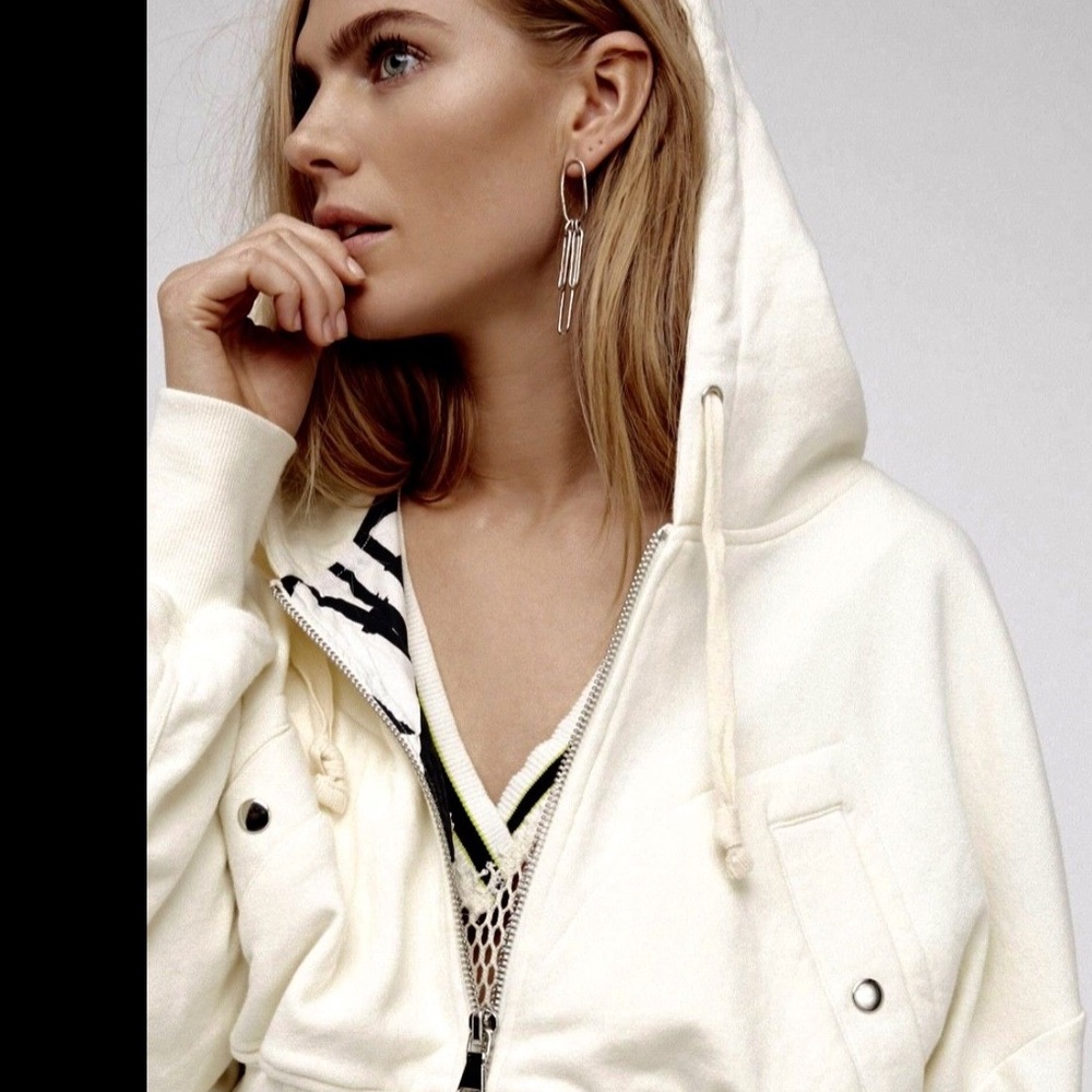 Free People thick Cotton Knit Hooded Jacket XS/S - Picture 3 of 7