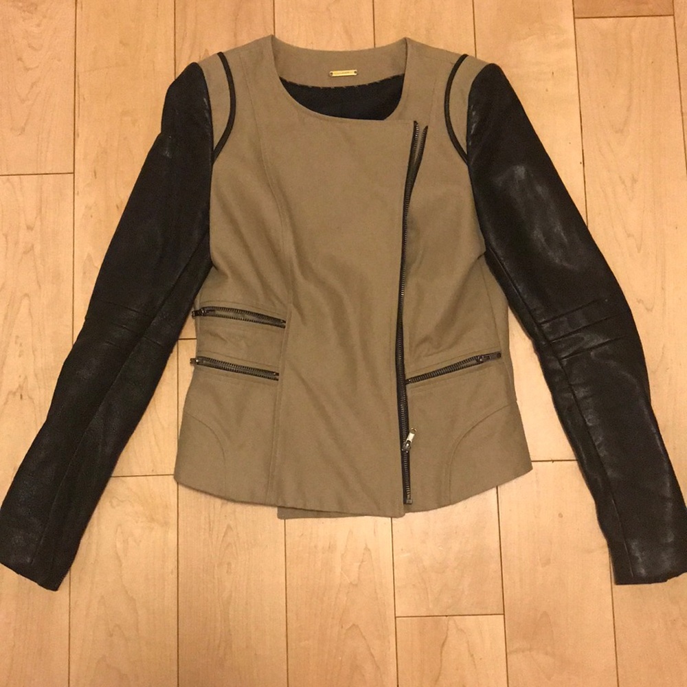 Rebecca Minkoff Linda Jacket with Leather Sleeves