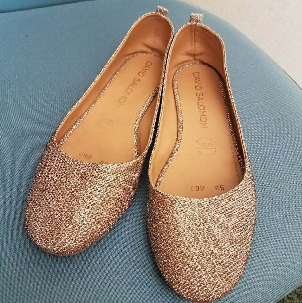 David Salomon Gold Sparkle Flats