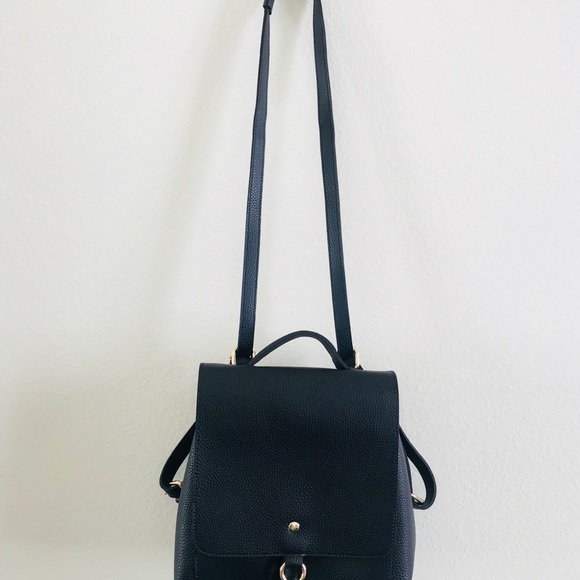 Minimal Vegan Leather Black Backpack  Bag - Picture 8 of 8