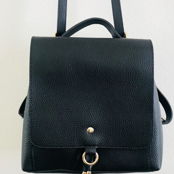 Minimal Vegan Leather Black Backpack  Bag - Picture 7 of 8