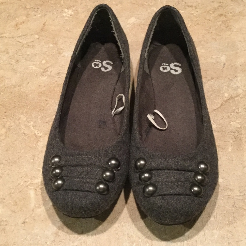 Grey Material Flats Size 6