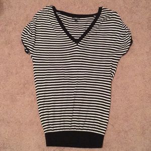Express black white striped top small