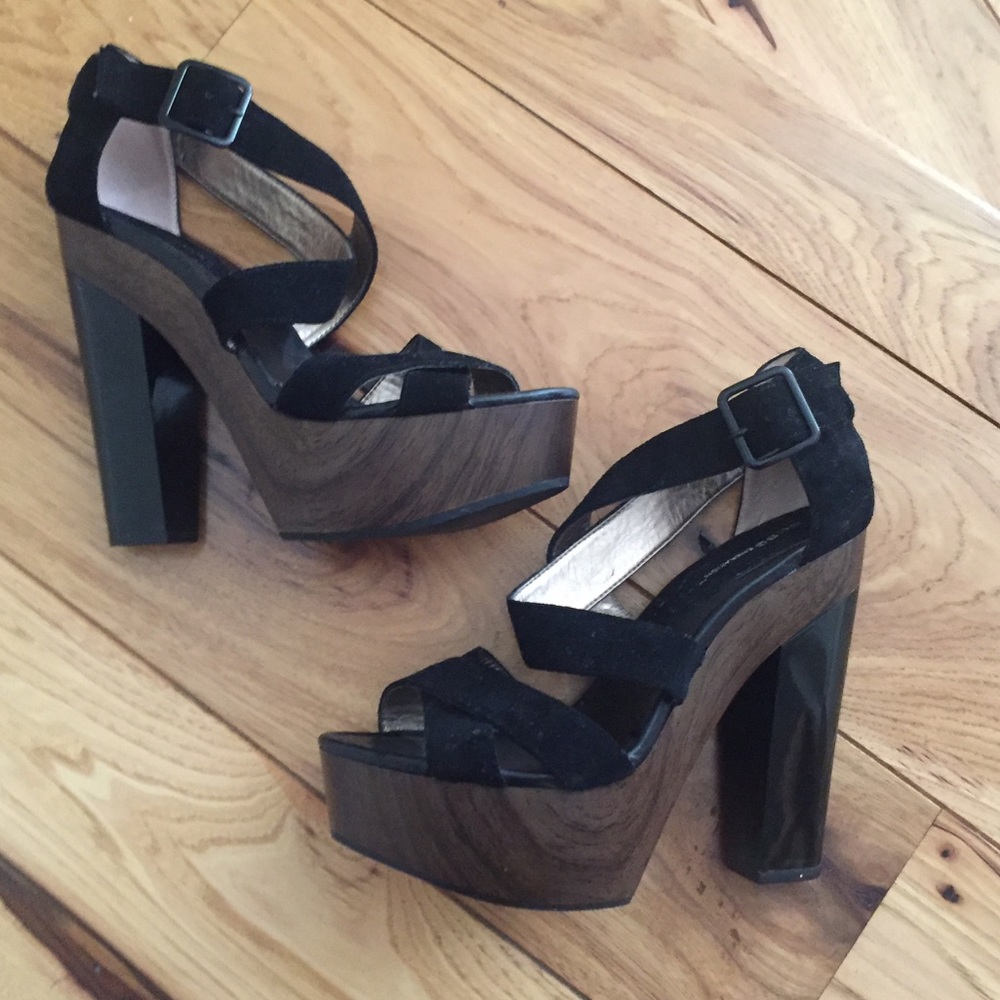 Chunky wooden platform heels