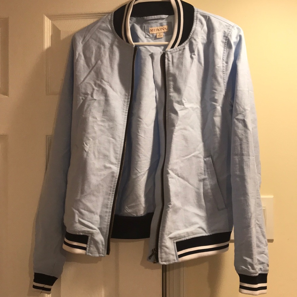 Light Blue and Navy Bomber Jacket