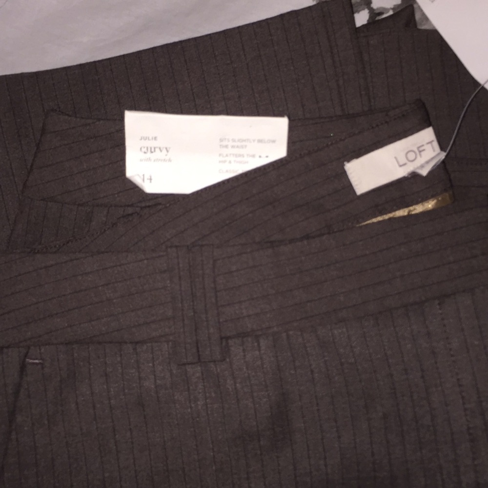 FLASH SALE! LOFT Julie Curvy Brown Striped Pants