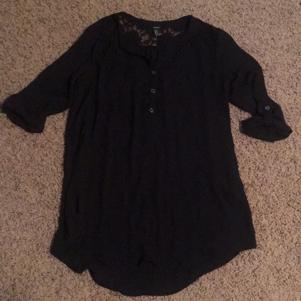 Forever 21 3/4 sleeve black dress