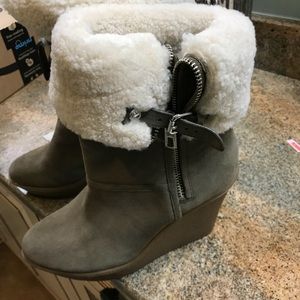Coach Winona Wedge Suede fur boots