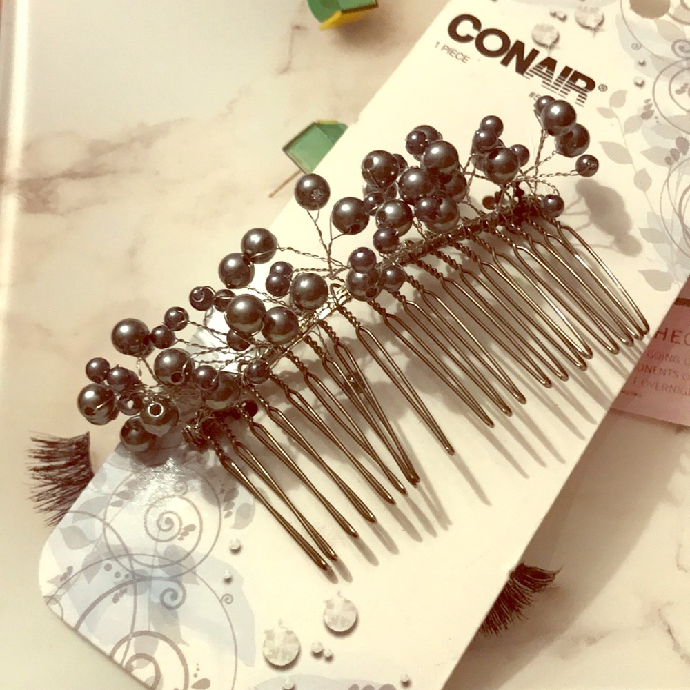Pewter beaded hair comb