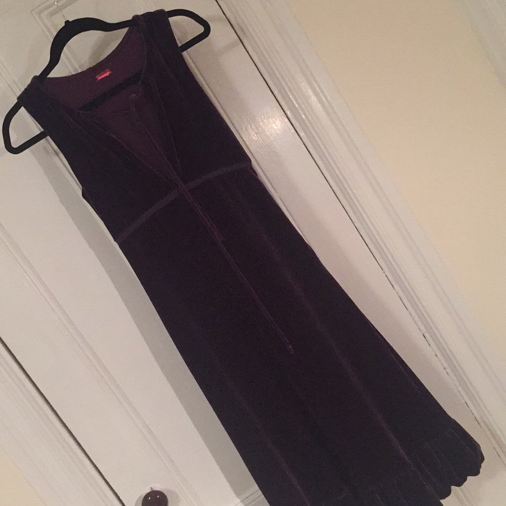 Elegant Purple Velvet, Empire Waist, Midi Dress