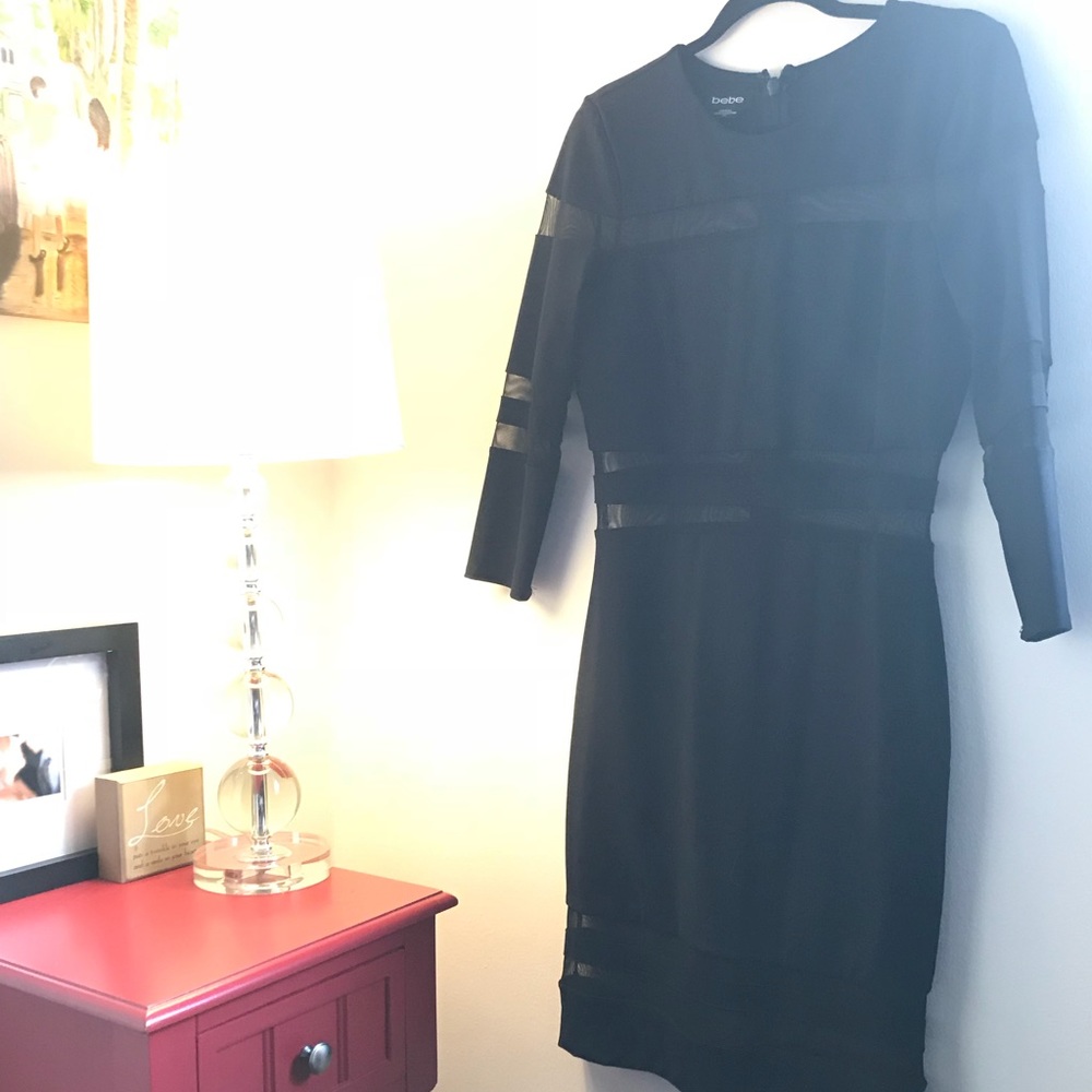 BEBE Black with Mesh Inlay Dress