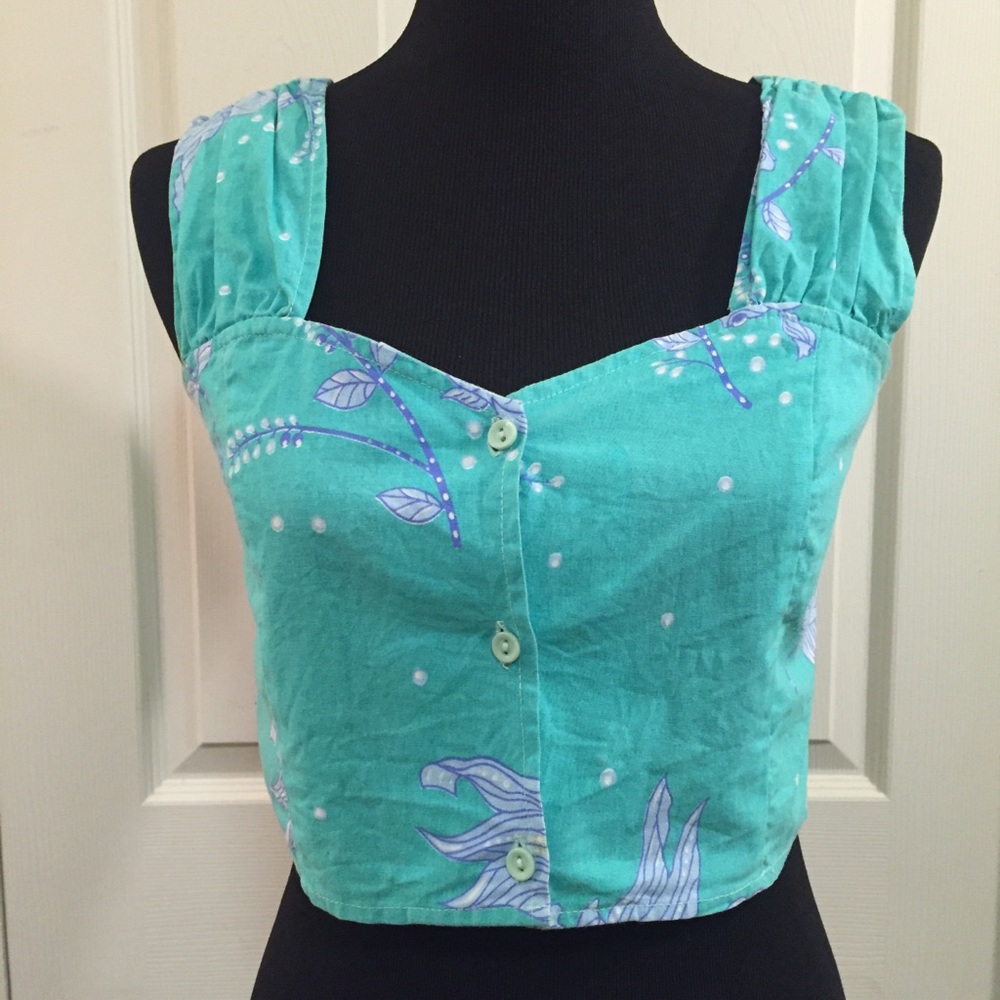 Unique Tropical Pattern Crop-Top