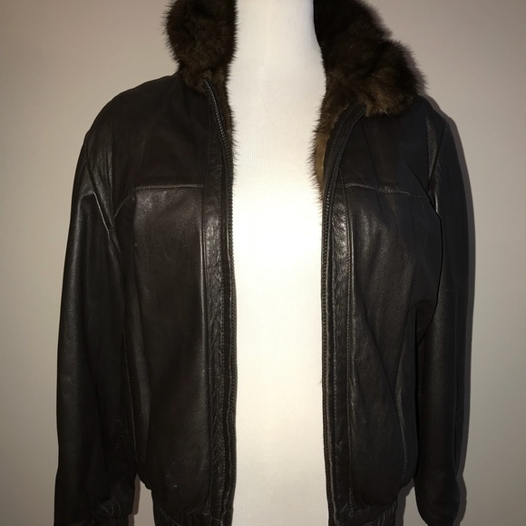 reversible mink leather bomber jacket