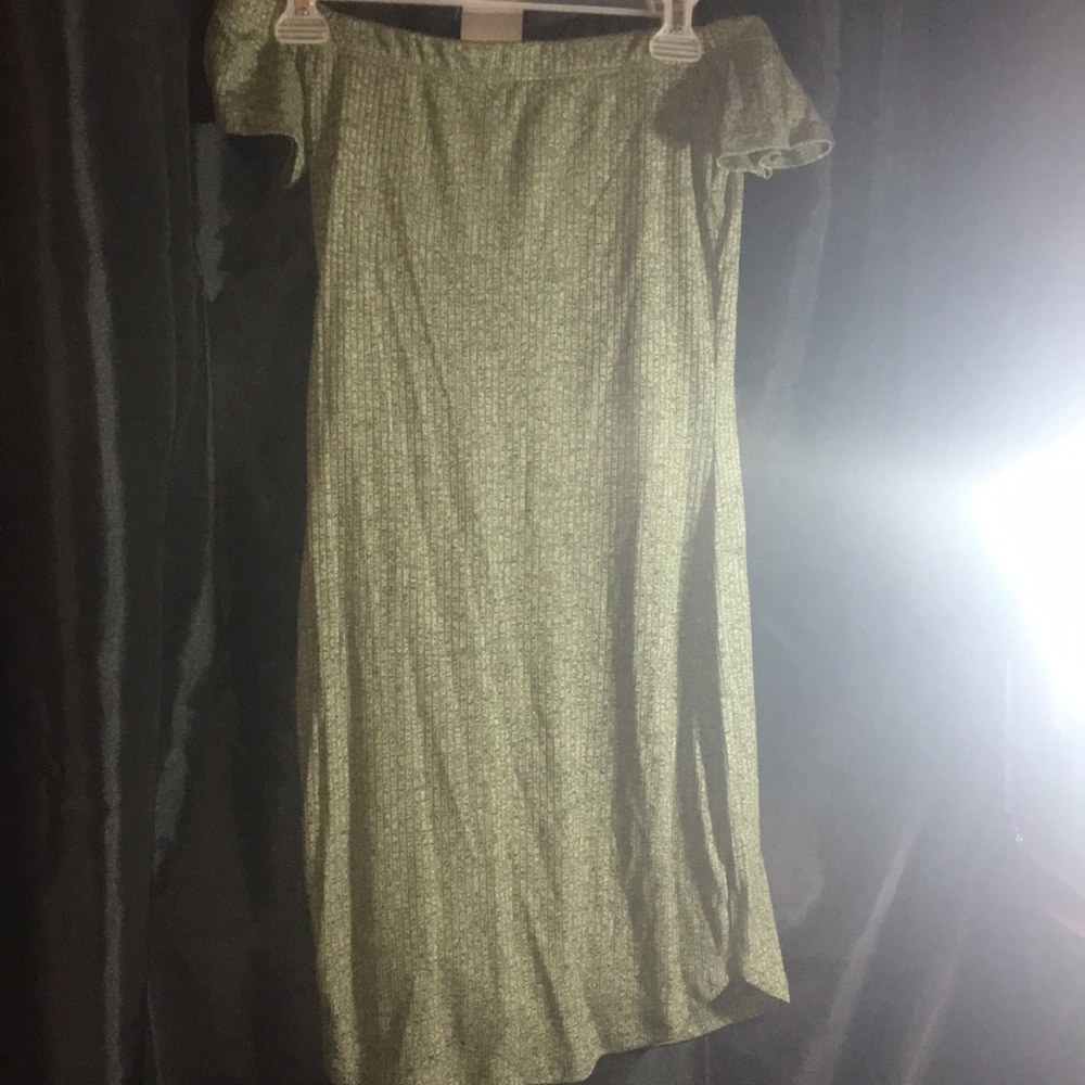 Off the shoulder tight green dress