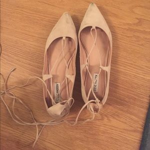 Tan Suede Steve Madden Lace Up Flats