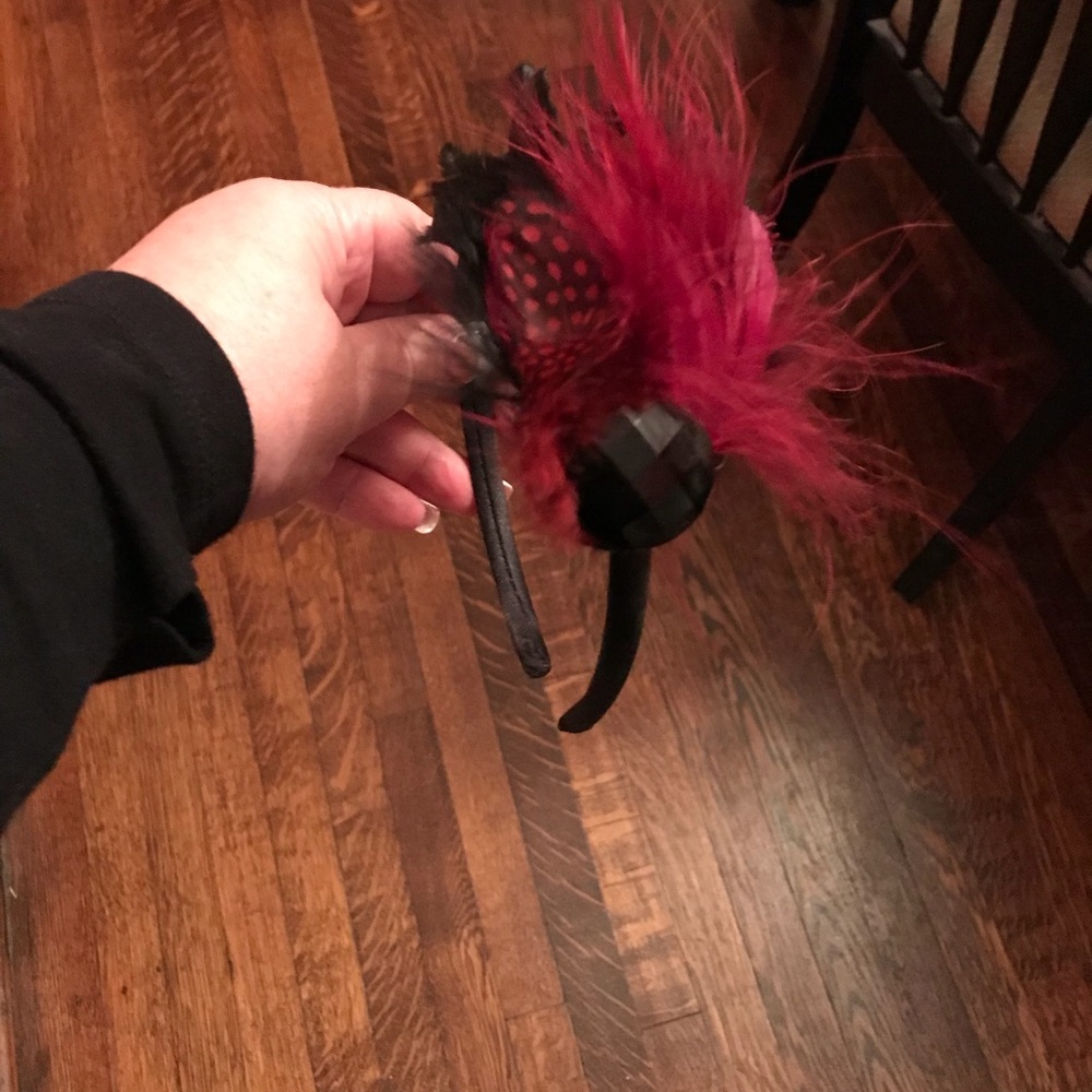 Garnet & black feather headband
