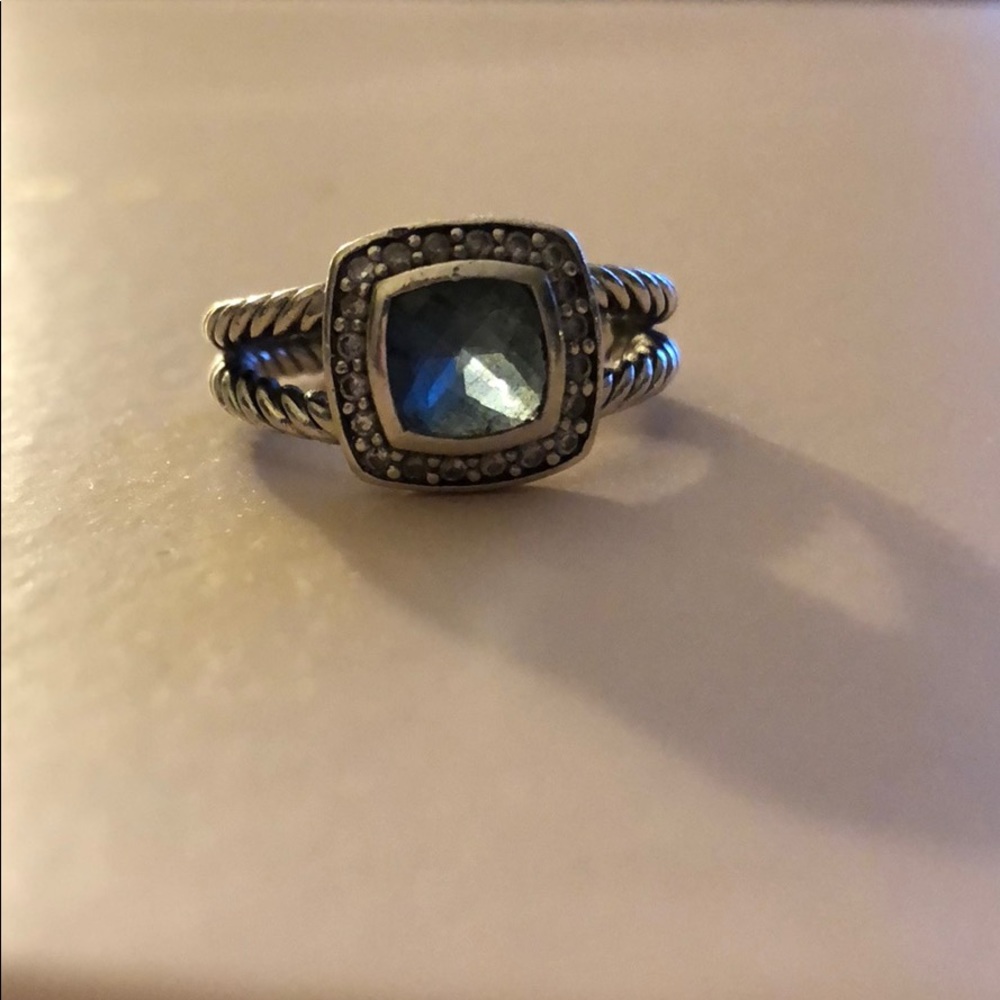 Hampton blue topaz David Yurman petite Albion ring - Picture 2 of 5