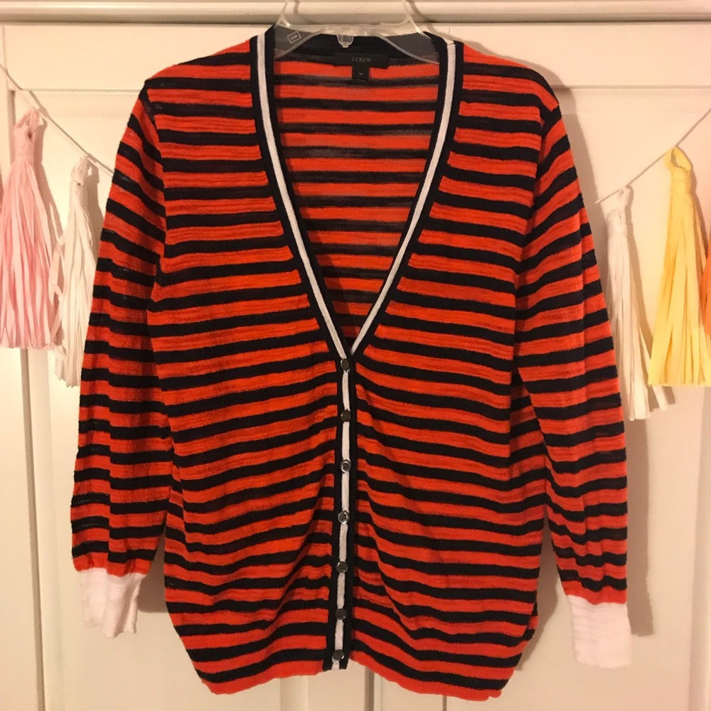 Orange & navy collegiate cardigan