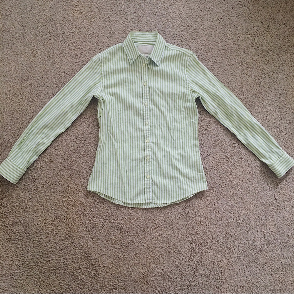 Banana Republic green stripe oxford shirt XS