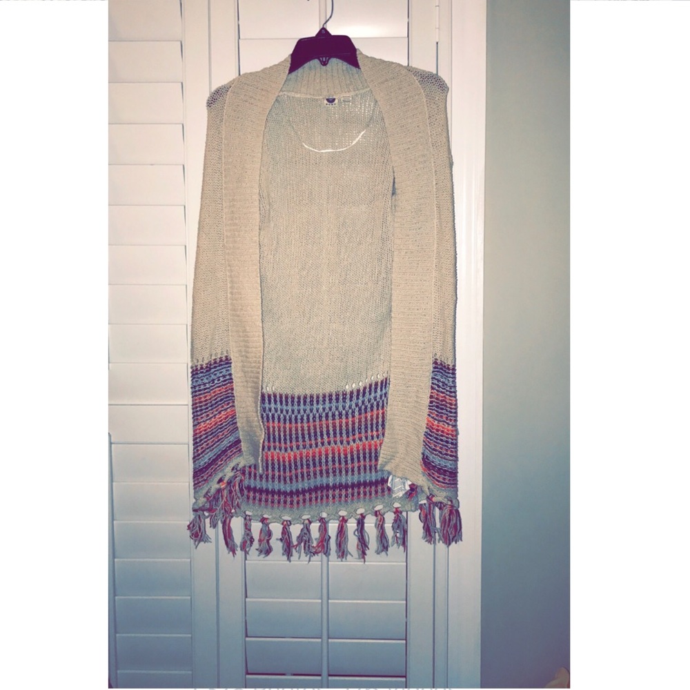 Roxy fringe sweater cardigan