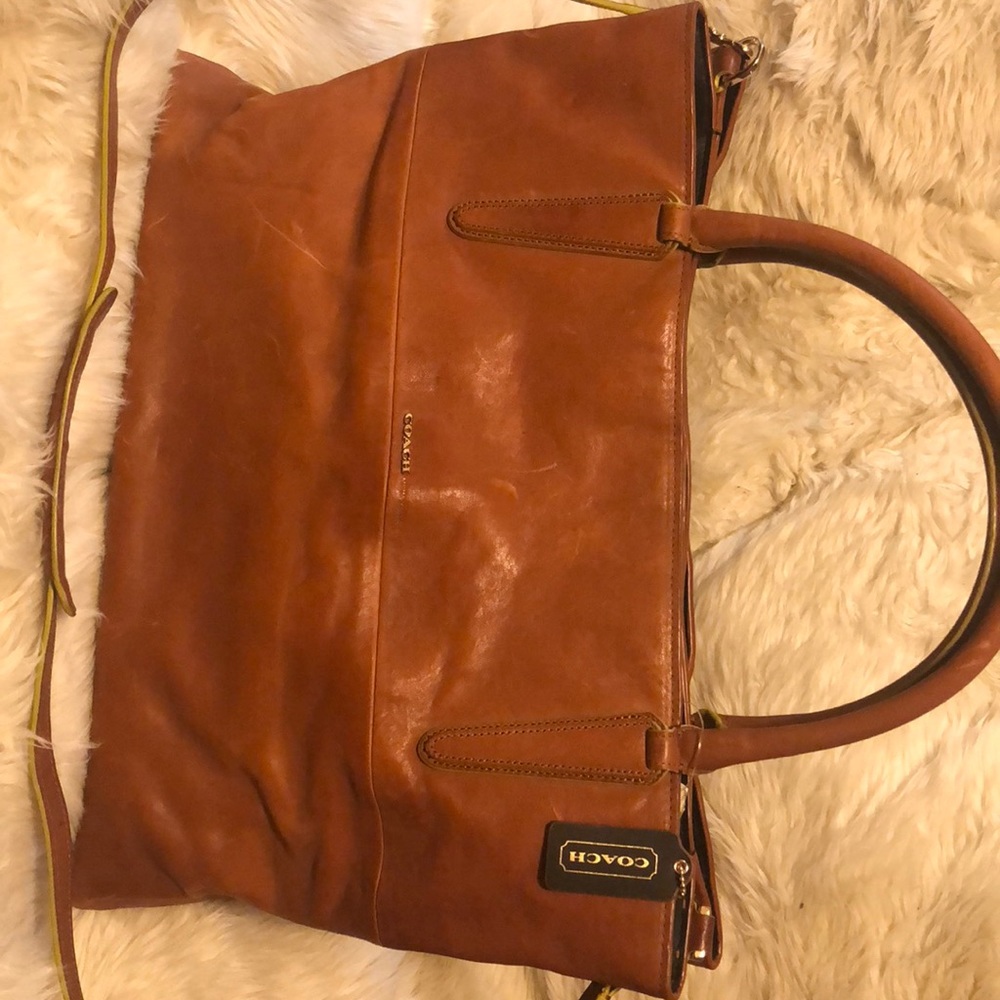 “COACH” pure leather tote bag