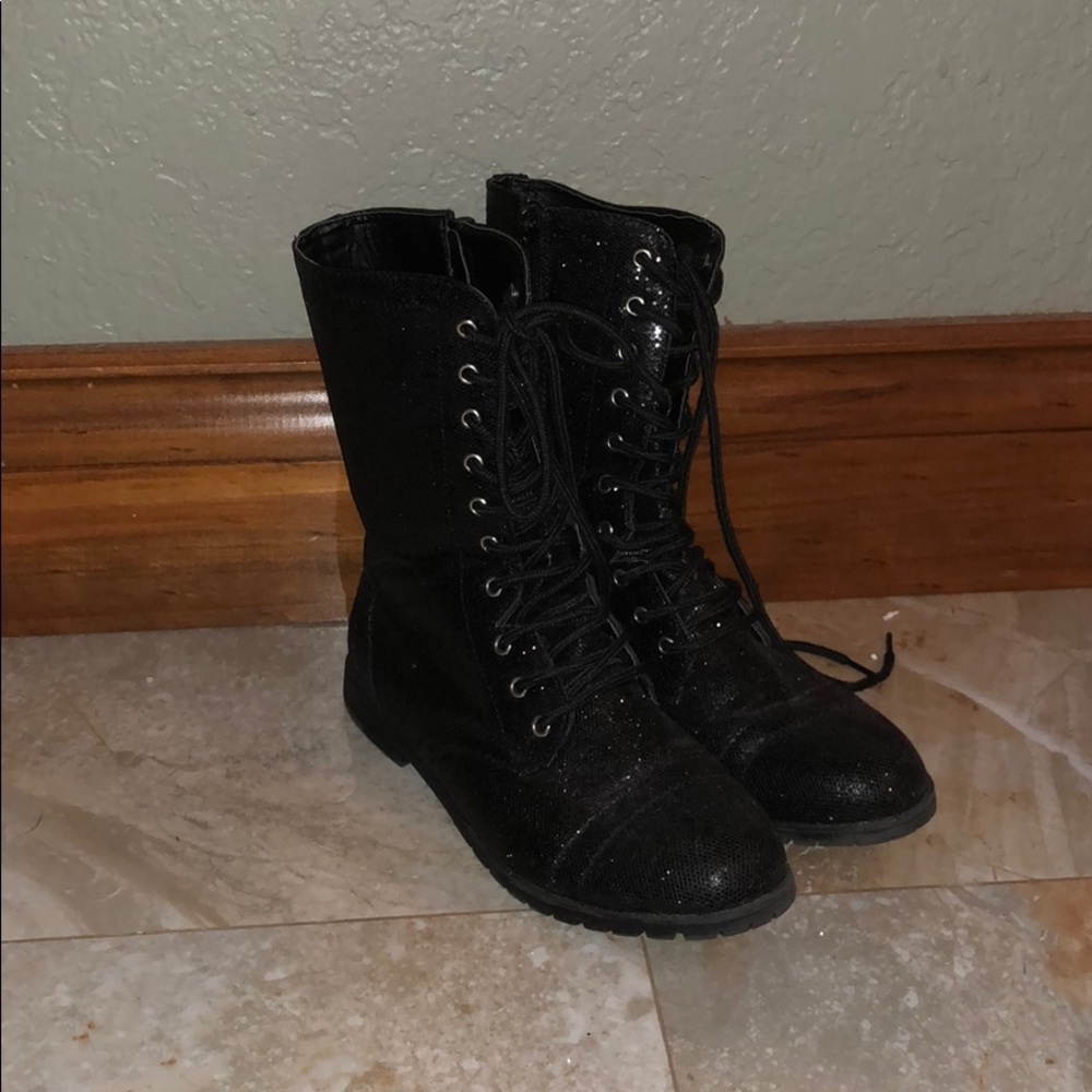 Sparkly combat boots