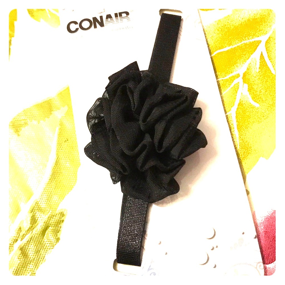 Black fabric rosette headband