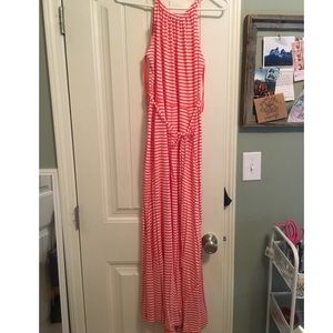 Orange and White Stripped Jersey Gap Maxi Dress