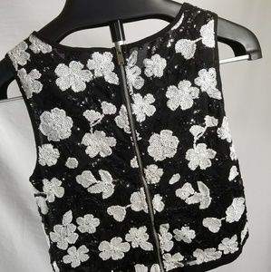 Sequin Floral Crop Top