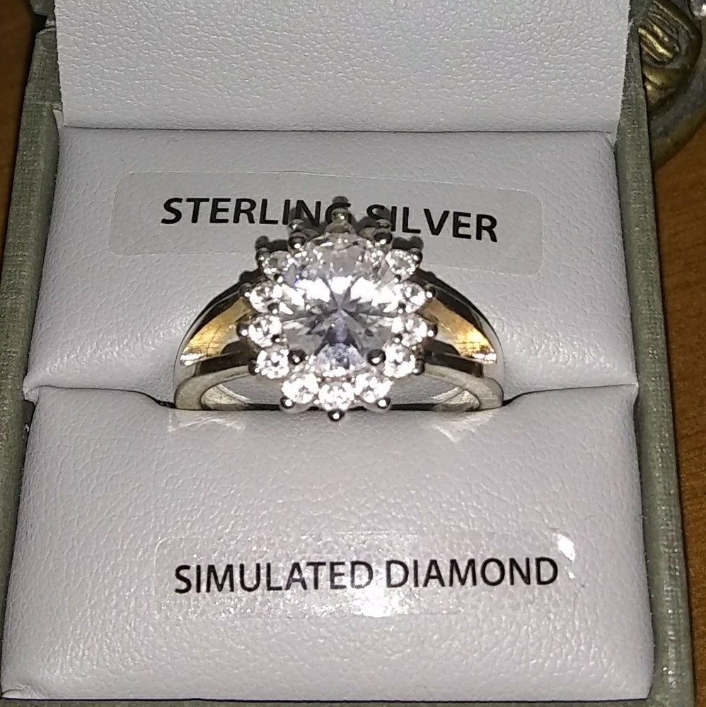Sterling silver, beautiful simulated diamond ring.