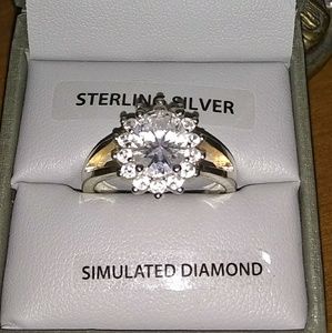 Sterling silver, beautiful simulated diamond ring.