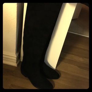 Zara thigh high black suede boots