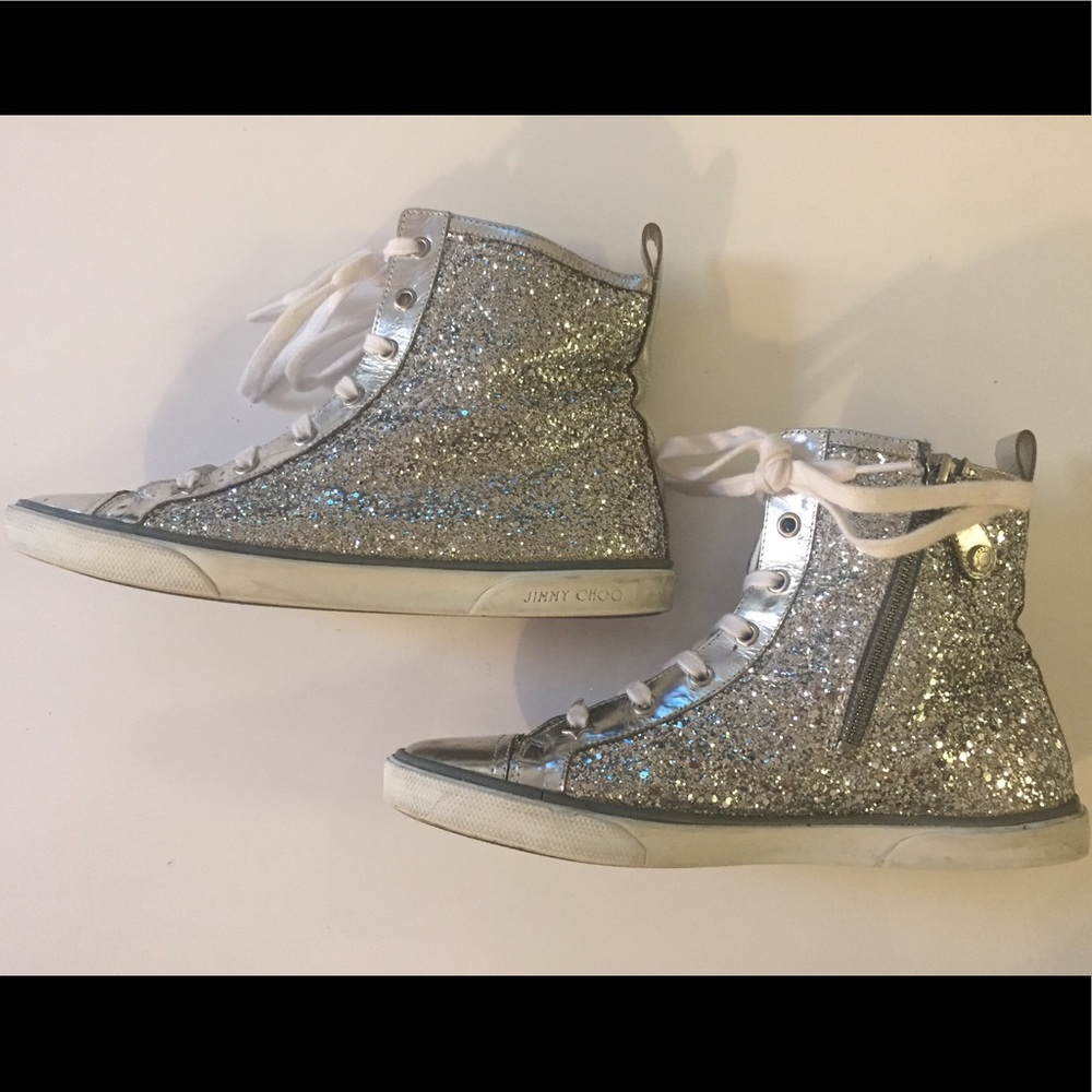 Jimmy Choo Glitter High Top Sneakers