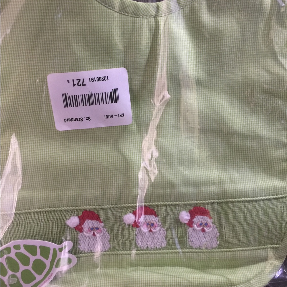 Adorable green gingham smoked bib