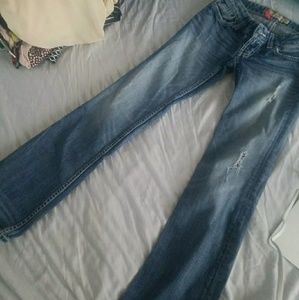 BKE distressed boot cut jeans