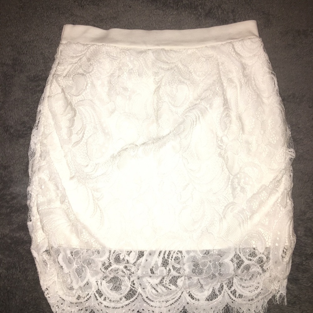 White Lace Mini Skirt