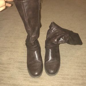 Brown leather boots