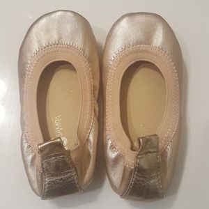 Rose gold/ blush metallic girls ballet flats